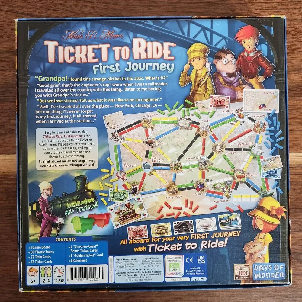 Ticket To Ride First Journey Family Board Game Age 6+ Days Of Wonder Complete